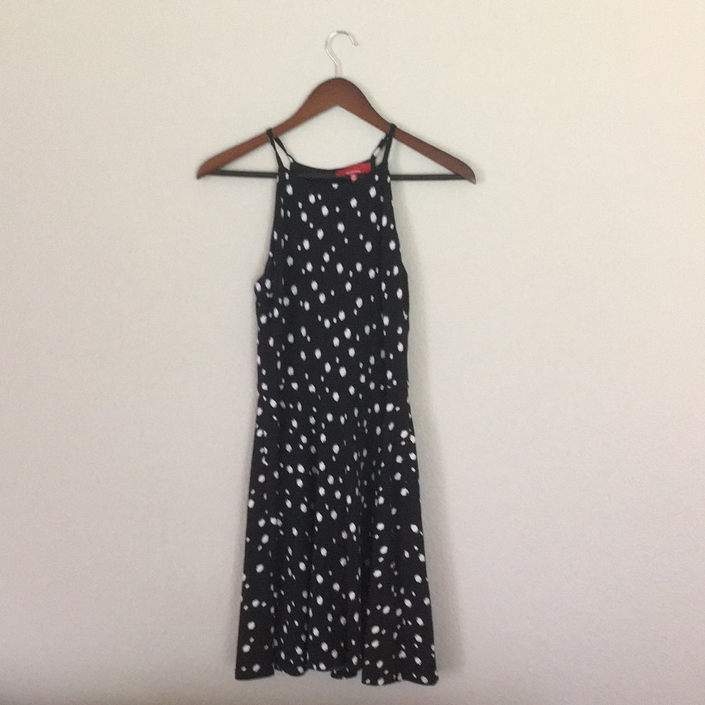 Red Saks Fifth Avenue Black and White Halter Style Dress